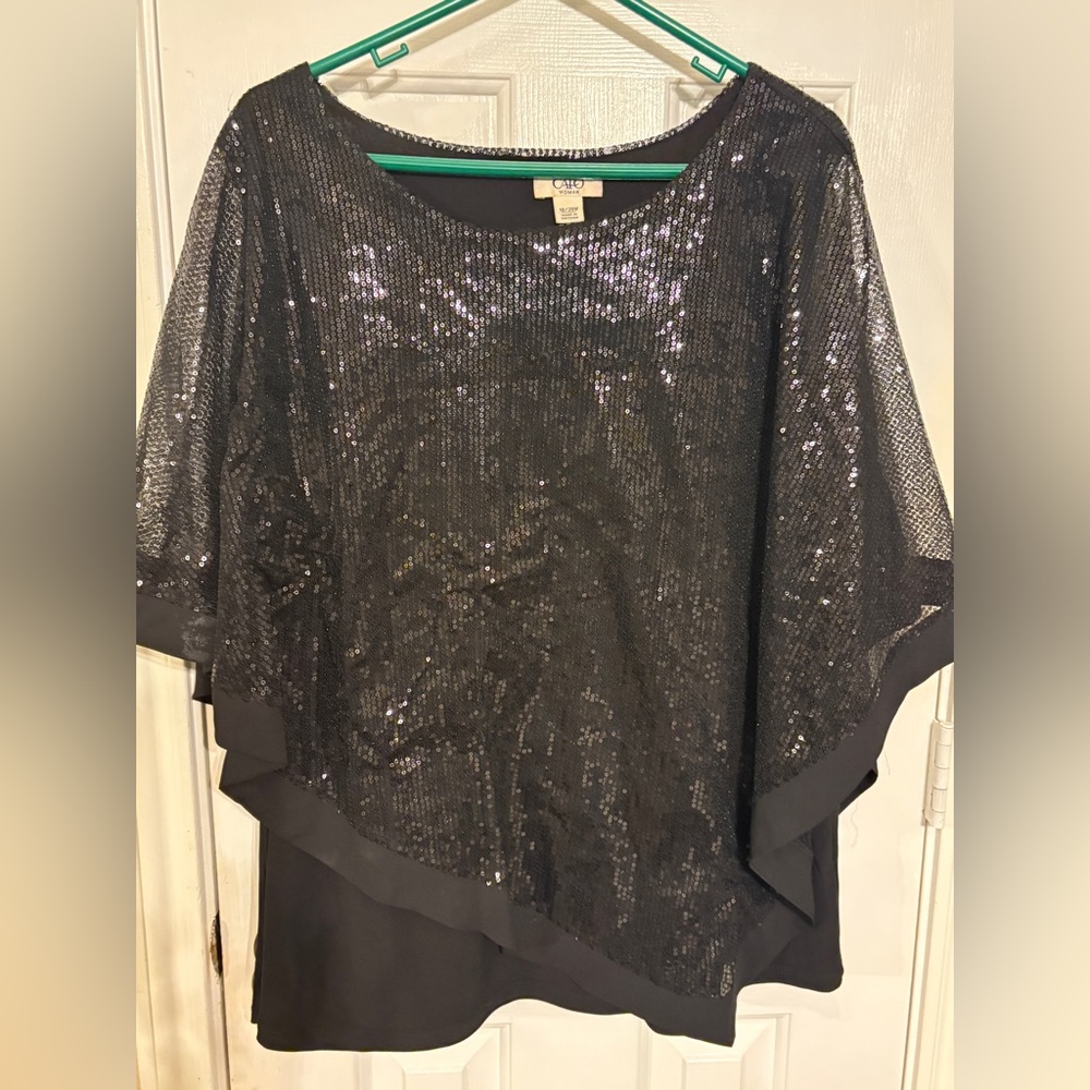 Cato Black Sequin Blouse